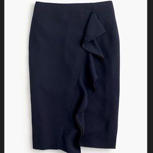 J.Crew Ruffle Pencil Skirt Navy in size 6